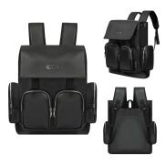 Balo đi học local brand da màu đen Drawstring Backpack local brand davies D