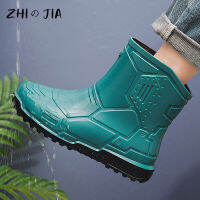 2023 Men S NEW Mid Tube Rain Boots ฤดูร้อนกลางแจ้ง Anti Slip รองเท้ากันฝนกันน้ำสามีตกปลาทำงานรองเท้าความปลอดภัย36-452023