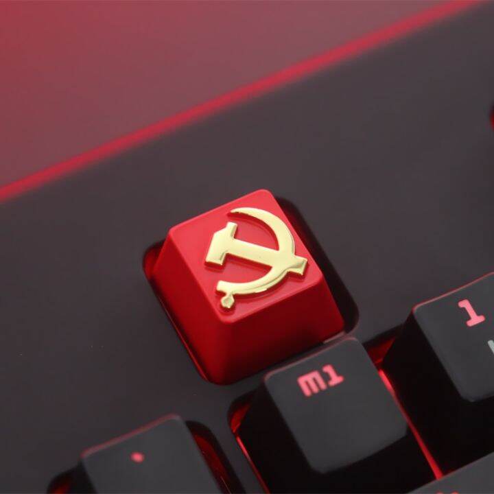 soviet-five-pointed-star-chinese-red-keycap-personalized-commemorative-embossed-aluminum-alloy-mechanical-keyboard-basic-keyboards