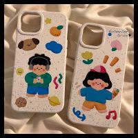 เคส RouJiang สำหรับ iPhone 15 14 13 12 11 Pro Max X Xr Xs Max 7 8 Plus SE 2020แฟชั่นลายทางข้าวสาลีสีขาวสวยเคสแข็งป้องกันพร้อมส่ง