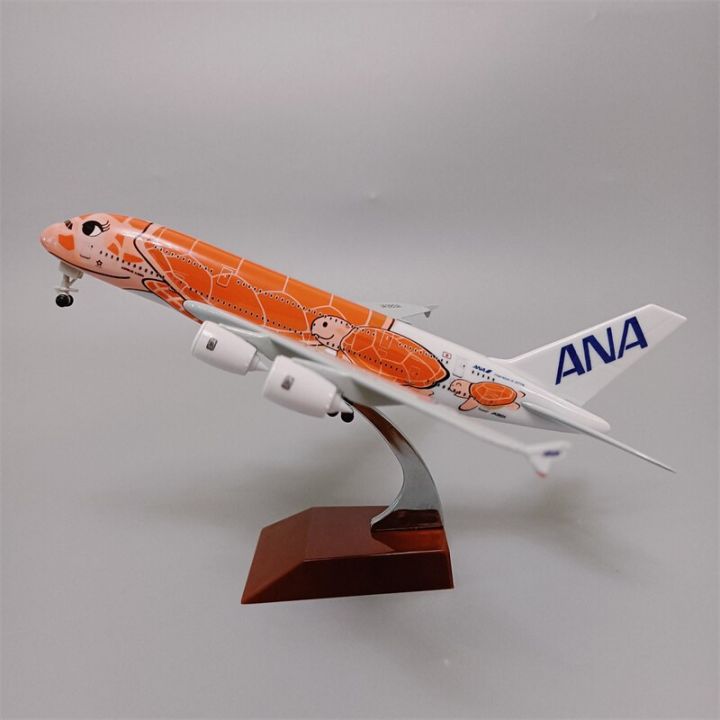 18-20cm-alloy-metal-japan-air-ana-airbus-a380-cartoon-sea-turtle-airlines-orange-diecast-airplane-model-plane-aircraft-w-wheels