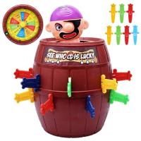 Novel Kids Fun Game Toys Tricky Pirate Barrel Parent-child Desktop Interactive Game Pop Up Insert Stimulate Wooden Barrel Toy well made