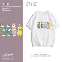 CHIC ผ้าฝ้ายแท้ ลูกแมวสีสันน่ารักพิมพ์เสื้อยืดแขนสั้น สไตล์สบาย ๆ T0498