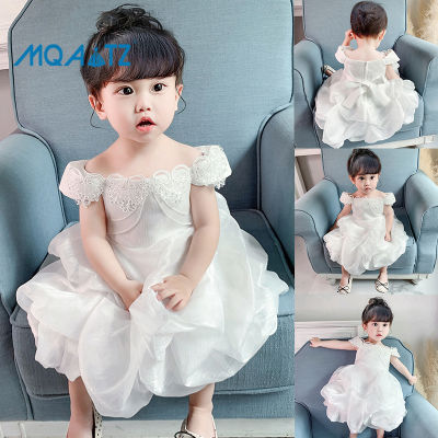 MQATZ 1st Birthday Dress For Baby Girl Clothes Lace Princess Baptism Dresses Flower Party One Shoulder Dress 0-5 YearsL1961XZ