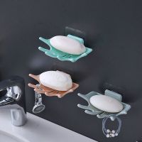 Bathroom Shower Soap Holder Wall-mounted Soap Box Drain Punch-free Sponge Storage Rack Plate Tray Kitchen Bathroom Accessories Soap Dishes