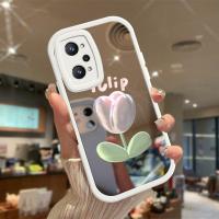 เคสสำหรับ Realme GT Neo2เคสกันกระแทกกล้องกันกระแทกฝาหลังพื้นผิวกระจกลายดอกไม้ภาพวาดสีน้ำมัน