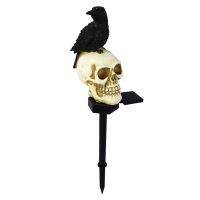 New Hot Halloween Solar Powered Crow Skeleton Lamp Long Lasting Solar Path Lights for Outdoor Garden Yard Decoration