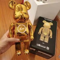 เล่นน้ำ Bearbrick 400% Kongshanji 2nd Generation Electroplated Gold And Silver หมีรุนแรง Building Block ตุ๊กตาหมี Decoratio