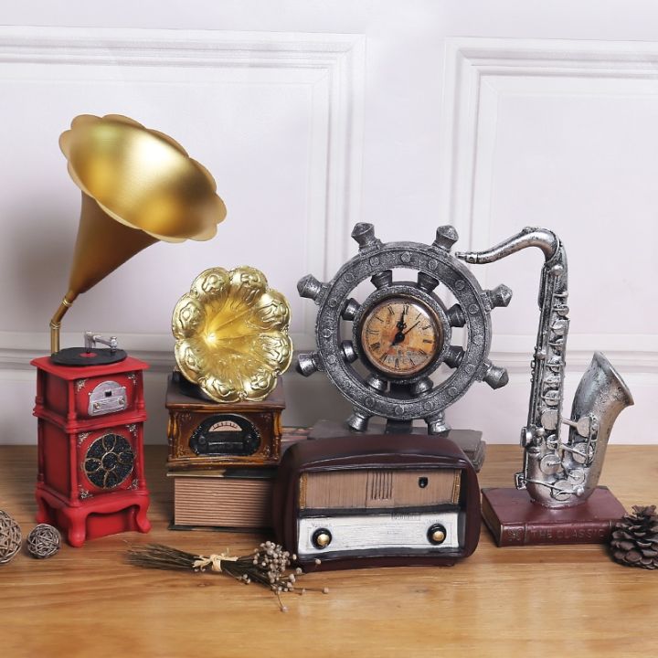 retro-violin-rudder-globe-phone-saxophon-phonograph-resin-statue-ornaments-musical-clock-model-home-office-shop-crafts-decors