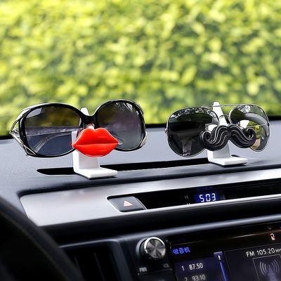 ☾ Mustache Dashboard Car Sunglasses Holders Case Clip Glasses Mount Car Glasses Stand Ornaments Car Interior Accessory Auto Decor