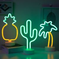 Flamingo Led Neon Light Coconut Tree Cactus Heart Shape Lamp Stand Colorful Home Room Decoration Christmas Night light Night Lights