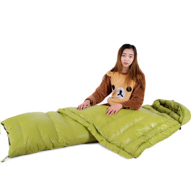 High-Quality Larger Size Envelope Style White Goose Down Filled Soft Adult Sleeping Bag Suitable for Cold Weather Thermal Quilt