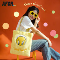 การอนุญาตของแท้ของวอร์เนอร์ Tweety Cui Di Tote กระเป๋าตุ๊กตากระเป๋าสะพายไหล่ลายการ์ตูนแบบใหม่น่ารักสำหรับนักเรียน -