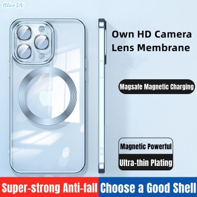 เคสฟิล์มกระจกเลนส์กล้อง HD สุดหรูสำหรับ IPhone 15 Pro Max 14 Plus 13 Pro 12 11 Pro Max ฝาครอบกันกระแทกชาร์จไร้สาย