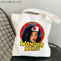 Women Shopper bag Wonder Nurse Printed Kawaii Bag Harajuku Shopping Canvas Shopper Bag girl handbag Tote Shoulder Lady Bag