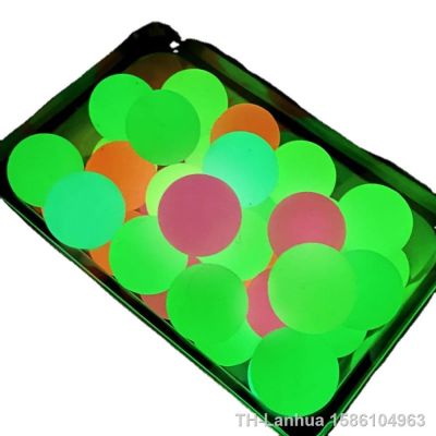 【LZ】▬  5PCS Luminous Sticky Wall Suction Ball High Bouncing Rubber Balls Multi-color Glowing In The Dark Decompression Shiny Toy