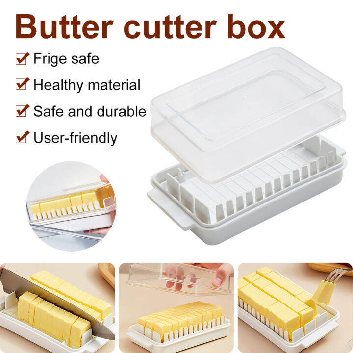 Butter Cutter with Lid Butter Storage Box Refrigerator Safe Cheese Butter Dish Cutter Box