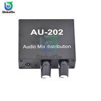 AU-202 Stereo Mixer Audio Distributor สำหรับหูฟัง External Power AMP Volume การควบคุมอิสระ2อินพุต2เอาต์พุต DC5-19V