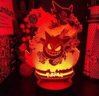 Pokemon Gengar นิด3D ภาพลวงตาโคมไฟอะนิเมะ Takara Tomy ภาพโคมไฟ Led สำหรับของขวัญคริสต์มาส