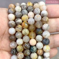 【YD】 Stone Agates Round Spacer Beads Diy Earrings for Fashion Jewelry Making 15  4/6/8/10/12MM