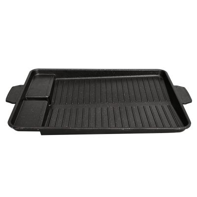Outdoor Grill Pan Non-Stick Bakeware Smokeless Barbecue Tray Stovetop Plate for Kitchen Party Camping BBQ Grilling