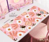 Kawaii Pink Cute Food Bacon &amp; Egg Table Pad ขนาดใหญ่พิเศษ แผ่นรองเมาส์เกมมิ่งอะนิเมะญี่ปุ่น