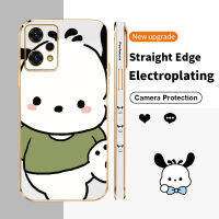 Pochacco เคสโทรศัพท์ชุบเคลือบสี่เหลี่ยมสำหรับ Realme 9 Pro Plus 9 4G 10 C30s 7i C3กล้อง3ตัว C11 C12 C15 C20 Narzo 10A 20A ด้านมีรูปแบบการป้องกันกล้อง TPU ฝาหลังซิลิโคนบางเป็นพิเศษเคสเคสกันกระแทกมือถือ