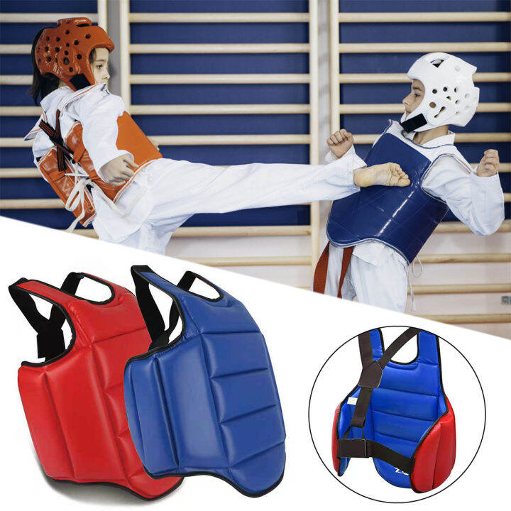 Qiaolis Taekwondo Reversible Chest Guard Body Protector Vest Martial Arts Rib Shield Armour
