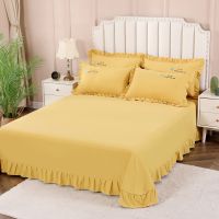 Increasing grinding sheet piece MAO pure color cotton bed skirt antiskid modesty double bedspread pillowcase three-piece list