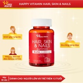 Kẹo dẻo Biotin Happy Vitamin chăm sóc da, kích thích mọc tóc, móng Hair