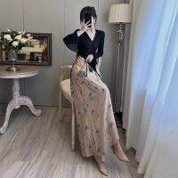 เสื้อผ้าแฟชั่นสำหรับสุภาพสตรี Huai new Chinese style suit black top womens sense of zen atmosphere bust culottes wide-legged pants two-piece