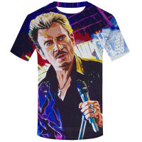 Johnny Hallyday 3D พิมพ์เสื้อยืดผู้หญิงผู้ชายแฟชั่น French Rock Star SINGER streetwear PLUS ขนาด Tees เด็ก tops Tees