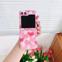 Samsung เคสฝาพับของเหลวแบบหนาขอบมนพับ Z พลิก5 Z พลิก4 Z พลิก3สีชมพูรักเทรนด์ขึ้นและลงกรณีพับ