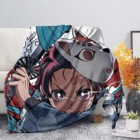 Devils Blade Anime Flannel Soft Warm Blanket Demon Slayer Printed Bedding Cover Sofa Travel Office Kamado Nezuko Blanket