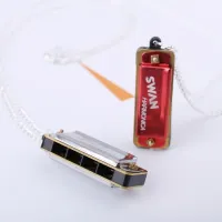 Harmonica Musical Instruments 4-hole Educational Keychain Jewelry Necklace