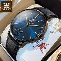 OLEVS Original Mens Calendar Watches Water Resistant Sports Leather Watch Quartz Male Japanese Movement