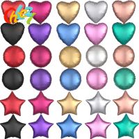 50pcs/lot 18 inch Metal chrome Foil balloon Heart Star Round Matte frosted helium ballons Birthday Wedding party decor wholesale