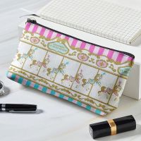 HOT JKCXLLAQESS 531 Bolsa De Viaje Con Estampado De Carrusel En 3D Para Mujer Estuche De Maquillaje Bolso De Mano Portátil Con Cremallera Organizador De Almacenamiento De Artículos De Tocador