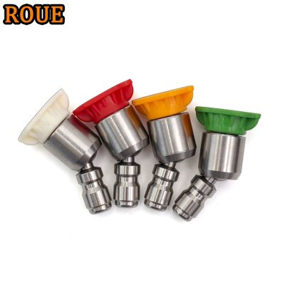 ☸﹊♗ ROUE 360 Degree 1/4 Stainless Steel 4000 Psi Quick Connect High Pressure Spray 0 15 25 40 Degree Nozzle Car Wash Accessories