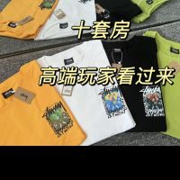 2023 FOR☃♣▧ European and American popular logo printed Stussy dice round collar short sleeve T-shirt stu west men and women lovers loose render unlined upper garment