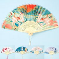 【CW】 Vintage Folding Fan Chinese Style Flowers Hand Fans Portable Foldable Bamboo Fan for Wedding Women Dance Party Home Art Craft