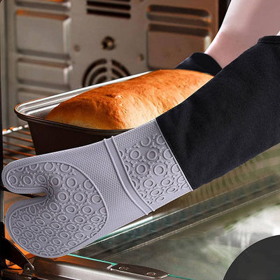 ถุงมือเตาอบถุงมือฉนวนกันความร้อนเดี่ยวทนต่ออุณหภูมิสูงถุงมือหนาบ้านครัวไมโครเวฟลื่นอบ