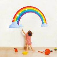 Cartoon Rainbow Cloud Wall Sticker Creative Kids Room Bedroom Decoration Mural Art Decals Home Decor Wallpaper Nursery Stickers Wall Stickers  Decals