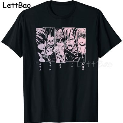 Death Note 5 Panel Faces Anime Tshirt Men Cotton T Shirt Clothes Tees T Shirt Cartoon Kawaii Tee Shirt 100% Cotton