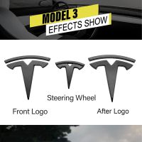 3ชิ้น Tesla Model 3 Y Volante/tronco Anteriore/tronco Posteriore สติกเกอร์ที่สวมครอบมีสัญลักษณ์ Accessori ต่ออัตโนมัติ Adesivo ใน ABS Fibra Di Carbonio