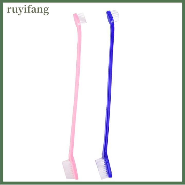 ruyifang-แปรงสีฟัน2ด้านสำหรับสุนัขแปรงสองด้านทันตกรรมสำหรับสัตว์เลี้ยงช่วยลดคราบจุลินทรีย์