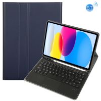 (Sunskyes) สำหรับ iPad 10th Gen 10.9 2022 A10B-A หนังแกะบลูทูธแป้นพิมพ์สัมผัสหนังแท็บเล็ตเคสที่มีช่องเสียบปากกา (สีน้ำเงินเข้ม)