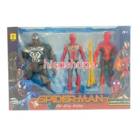 Spider-Man and Venom Model 3 Pcs. โมเดลฮีโร่สไปเดอร์แมน ฟิกเกอร์ แพค 3 ตัว สไปเดอร์แมนและเวน่อม จากหนังดังมาเวล มีไฟ