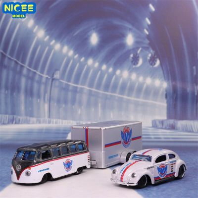 Maisto 1:64 Volkswagen Van Samba/Volkswagen Beetle SERIES TRAILER Transport Trailer Set  Alloy Diecast Car Model Toy Gifts B514