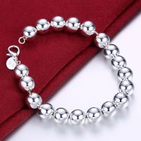 925 Sterling Silver 10mm Hollow Ball Beads Chain Bracelet For Woman Charm Wedding Engagement Fashion Party Jewelry